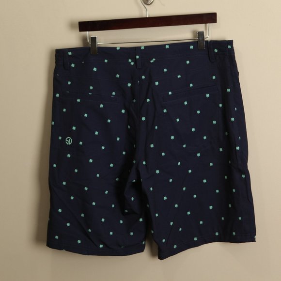 Straight Down Men's navy blue and green shamrocks Golf Shorts 36 10" inseam - Picture 5 of 7